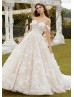 Beaded Ivory Lace Tulle Fairytale Wedding Dress With Detachable Straps